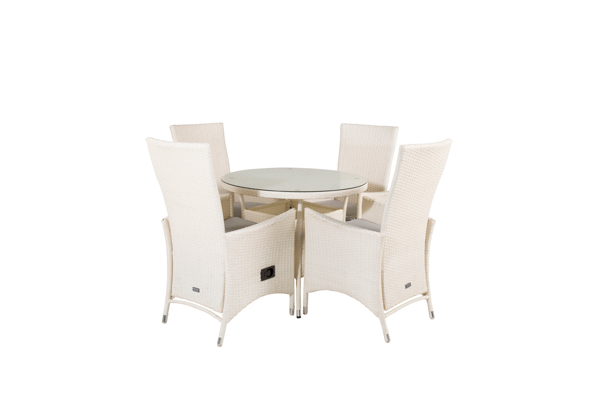 Venture Design Padova & Volta Reclinerstolar Vit + Matbord ⌀90