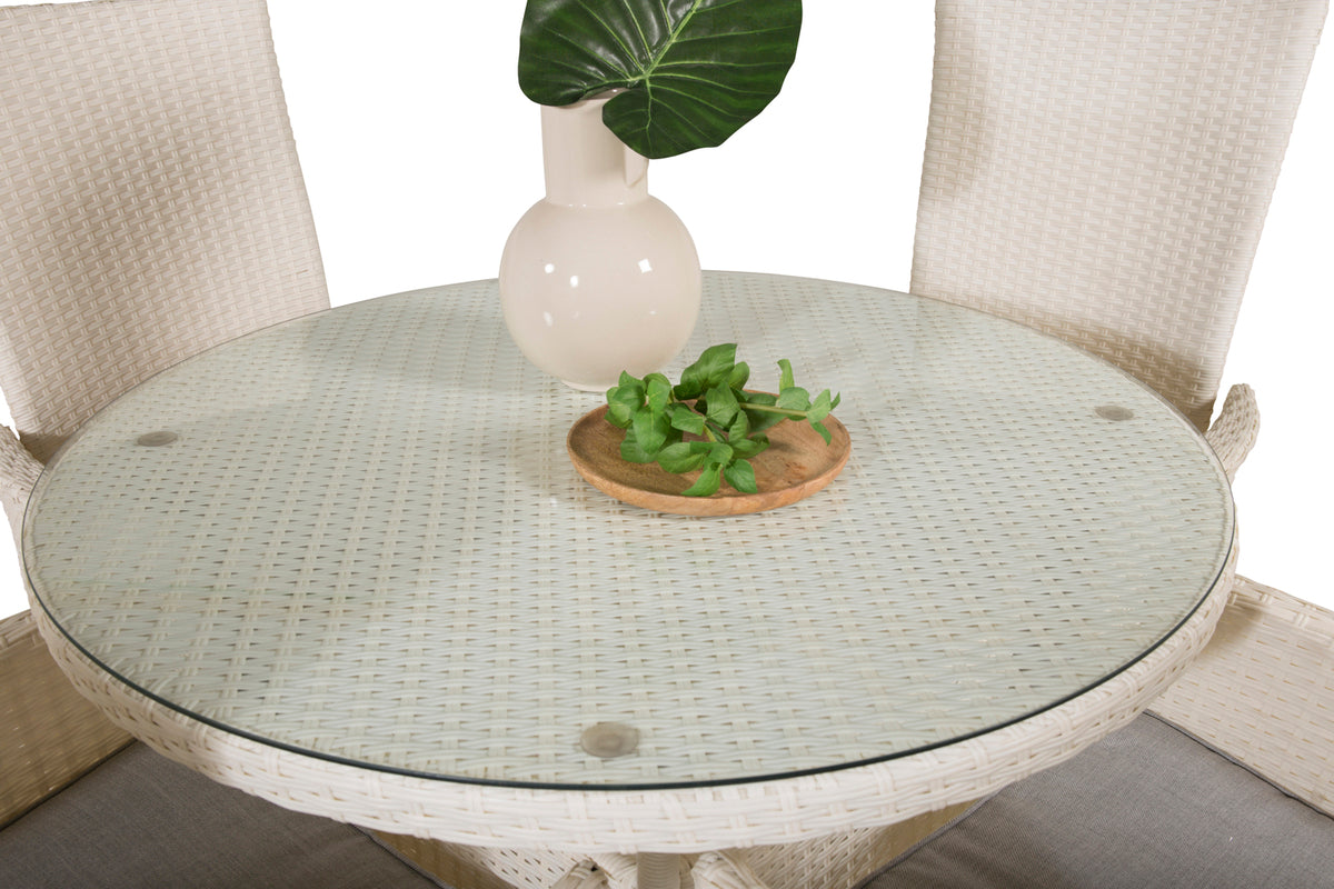 Venture Design Padova & Volta Reclinerstolar Vit + Matbord ⌀90