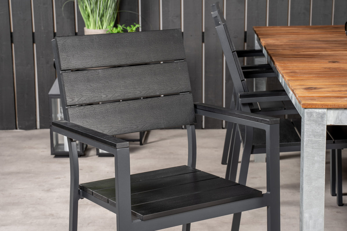 Venture Design Levels & Zenia Matstolar Svart + Matbord 201 x 100