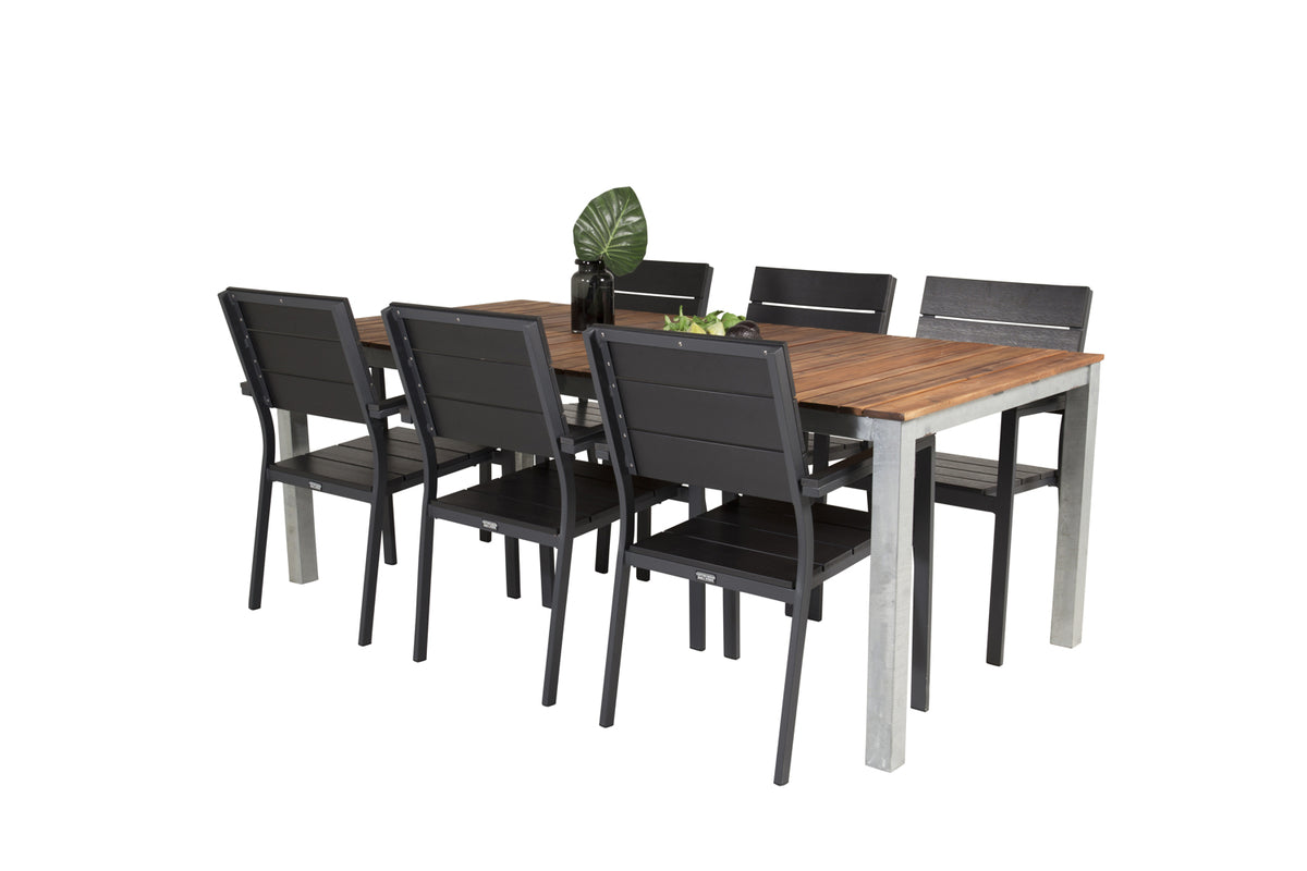 Venture Design Levels & Zenia Matstolar Svart + Matbord 201 x 100