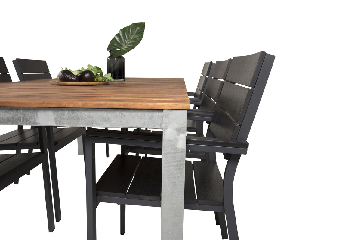 Venture Design Levels & Zenia Matstolar Svart + Matbord 201 x 100