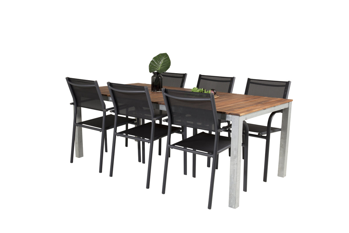 Venture Design Santorini & Zenia Matstolar Svart + Matbord 201 x 100