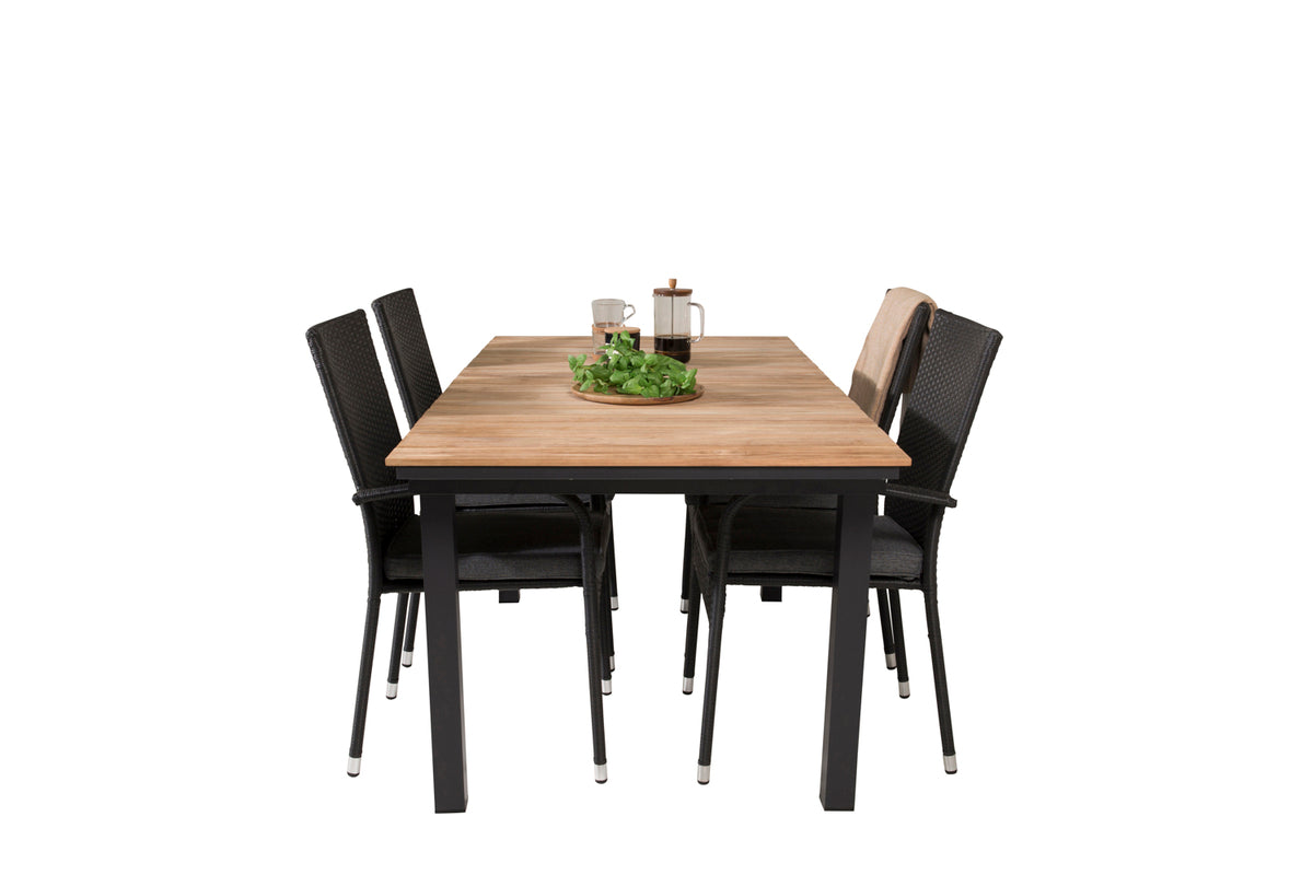 Venture Design Mexico & Anna Matbord 90x180/240 + Matstolar Svart