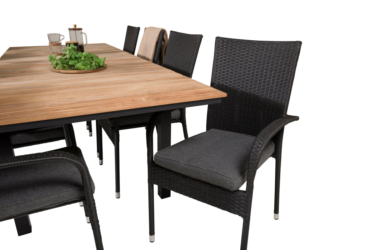 Venture Design Mexico & Anna Matbord 90x180/240 + Matstolar Svart