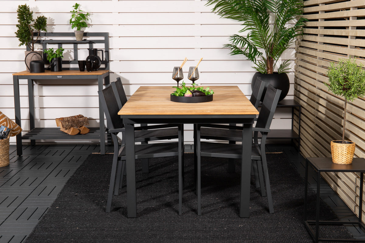 Venture Design Copacabana & Mexico Matstolar Svart + Matbord 90x180/240