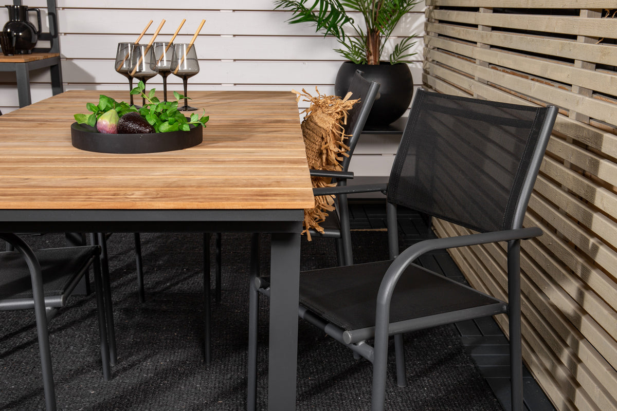 Venture Design Mexico & Santorini Matbord 160 x 90 + Matstolar Svart