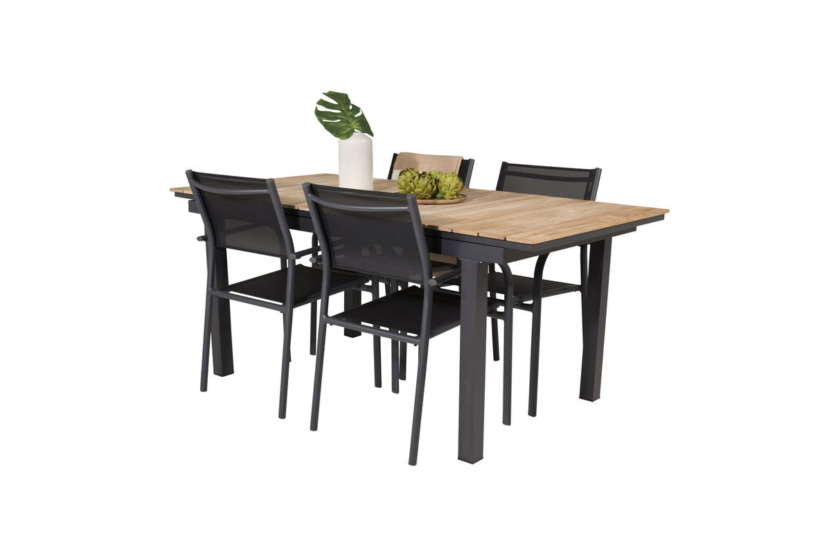 Venture Design Mexico & Santorini Matbord 160 x 90 + Matstolar Svart