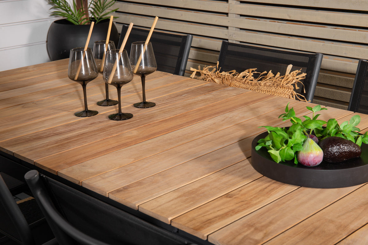 Venture Design Mexico & Santorini Matbord 160 x 90 + Matstolar Svart