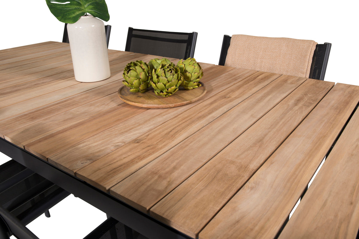 Venture Design Mexico & Santorini Matbord 160 x 90 + Matstolar Svart