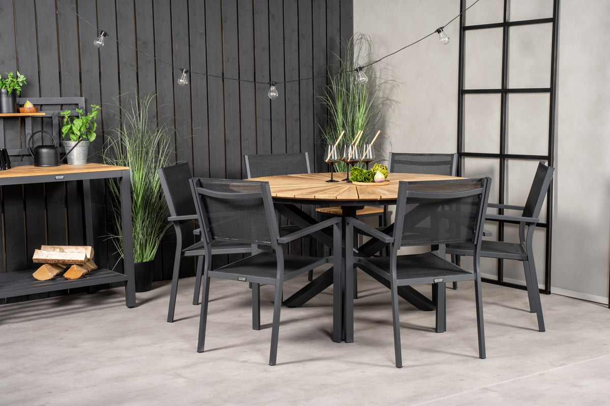 Venture Design Copacabana & Mexico Matstolar Svart + Runda Matbord ø140 Svart