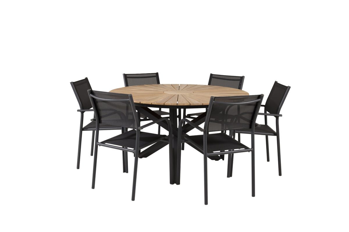 Venture Design Mexico & Santorini Runda Matbord ⌀140 Svart + Matstolar 2-pack Svart