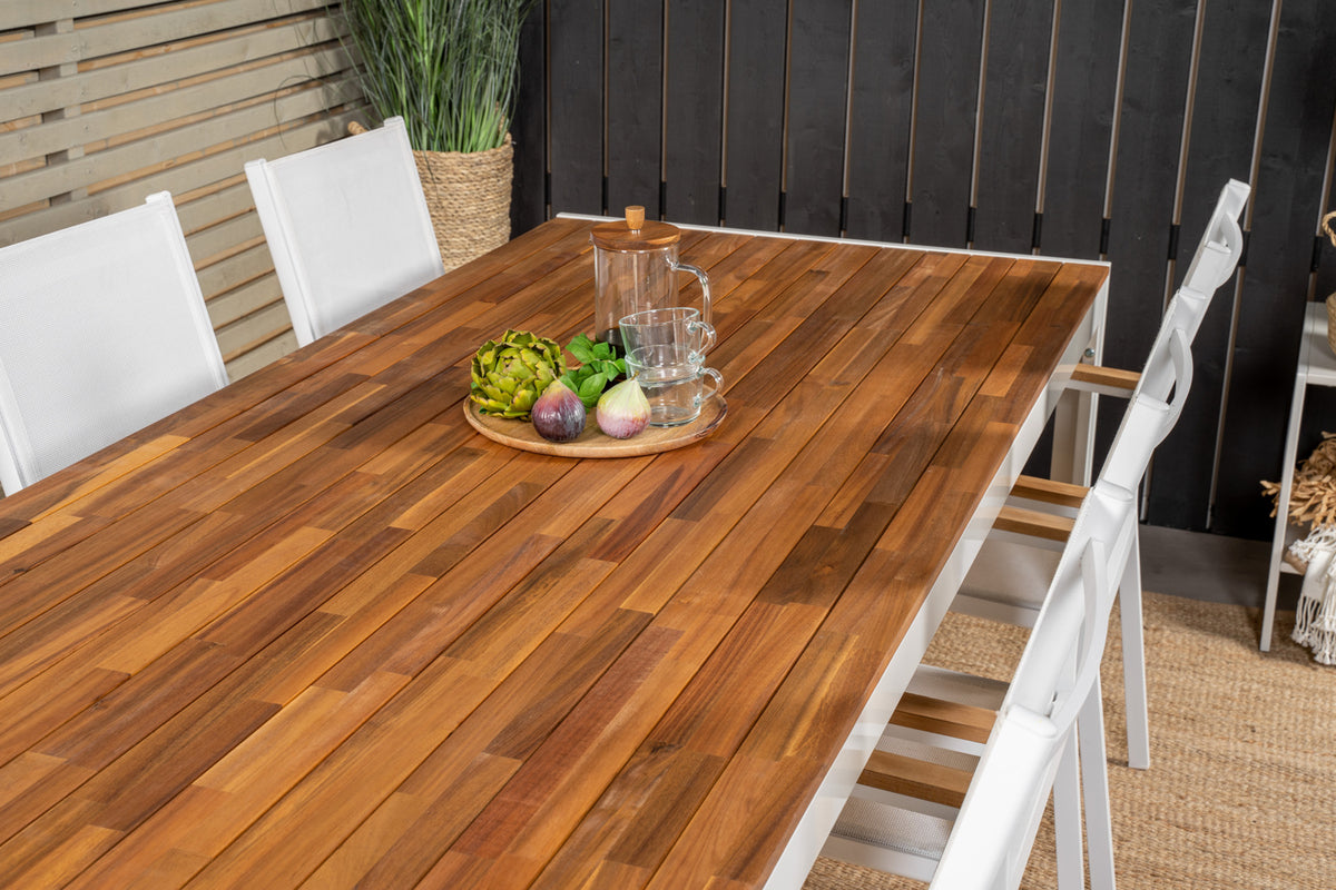 Venture Design Texas & Bois Matstolar Vit + Rektangulära Matbord 205x90 Natur