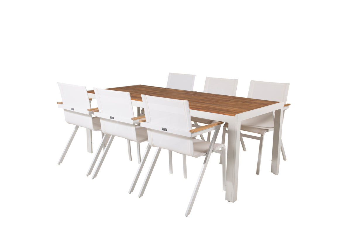 Venture Design Mexico & Bois Matstolar Vit + Matbord 205x90