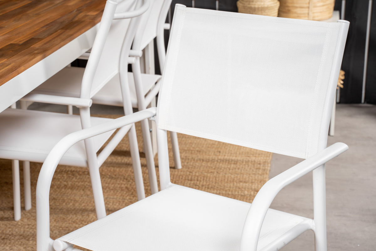 Venture Design Santorini & Bois Matstolar 2-pack Vit + Rektangulära Matbord 200 x 100 Natur