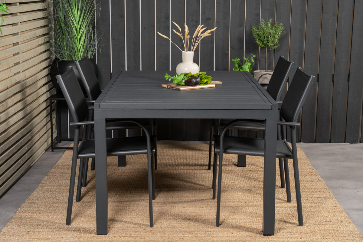 Venture Design Santorini & Marbella Matstolar Svart + Matbord 160x100x75