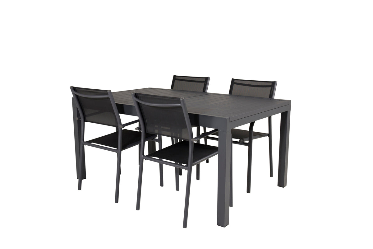 Venture Design Santorini & Marbella Matstolar Svart + Matbord 160x100x75