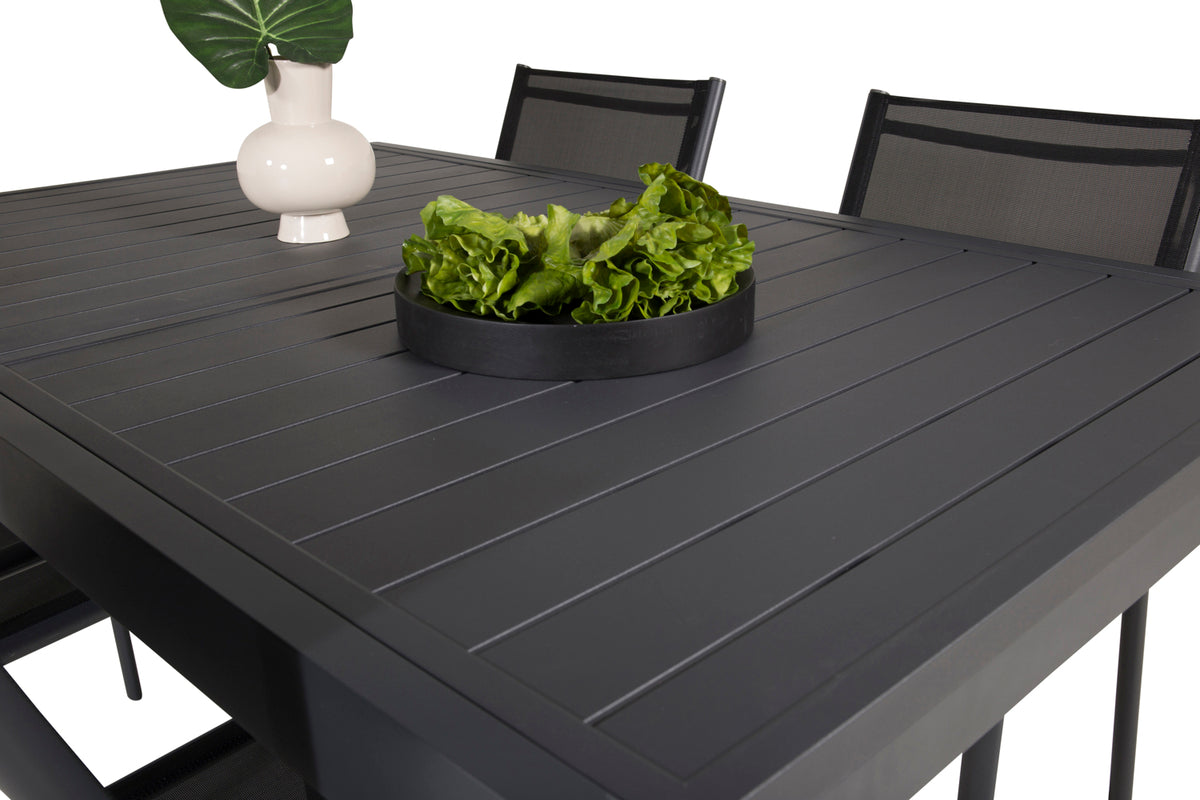 Venture Design Santorini & Marbella Matstolar Svart + Matbord 160x100x75