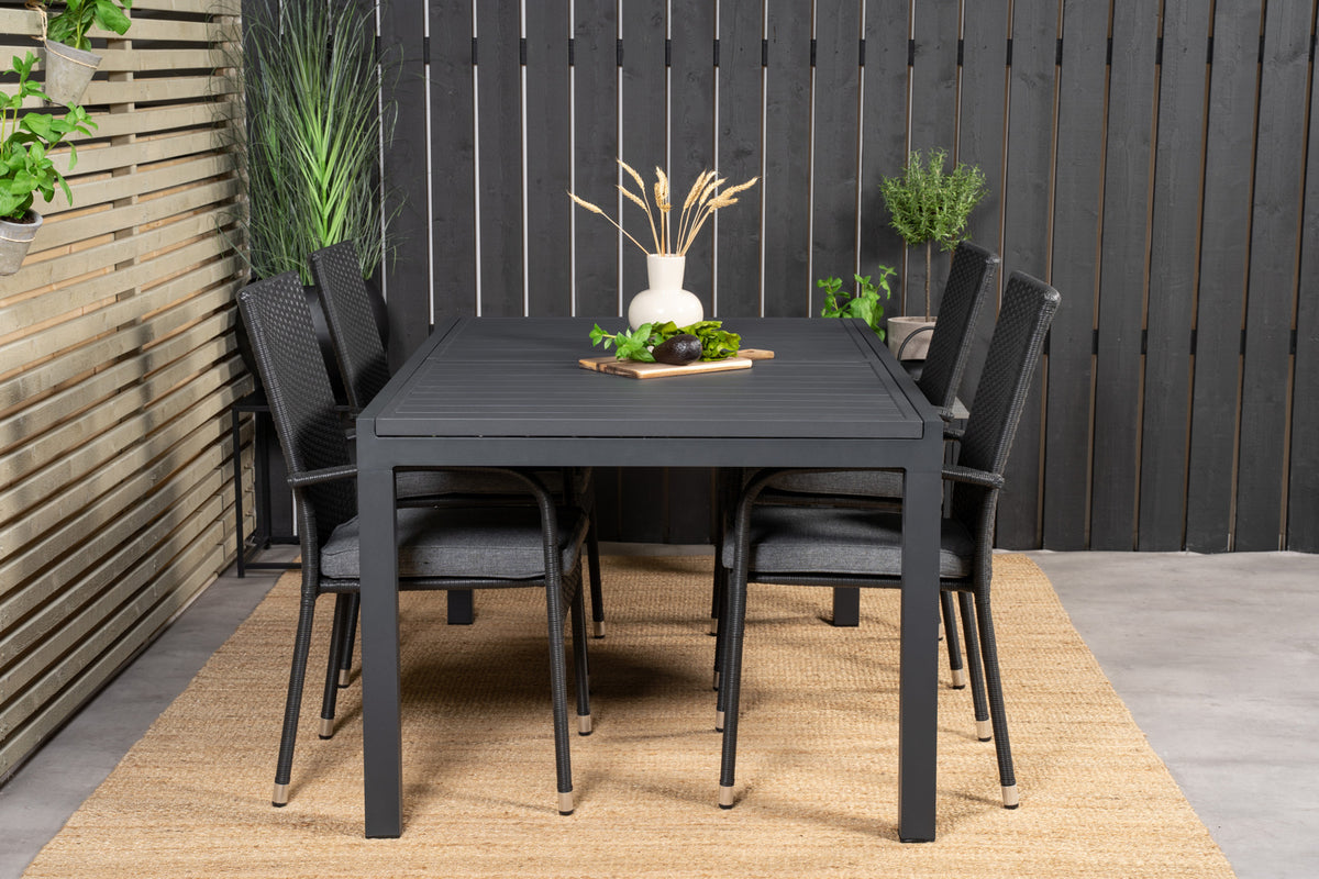 Venture Design Anna & Marbella Matstolar Svart + Matbord 160x100x75