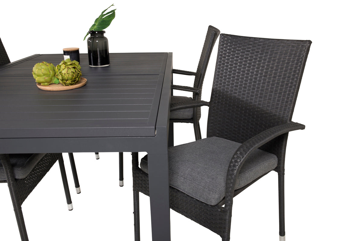 Venture Design Anna & Marbella Matstolar Svart + Matbord 160x100x75