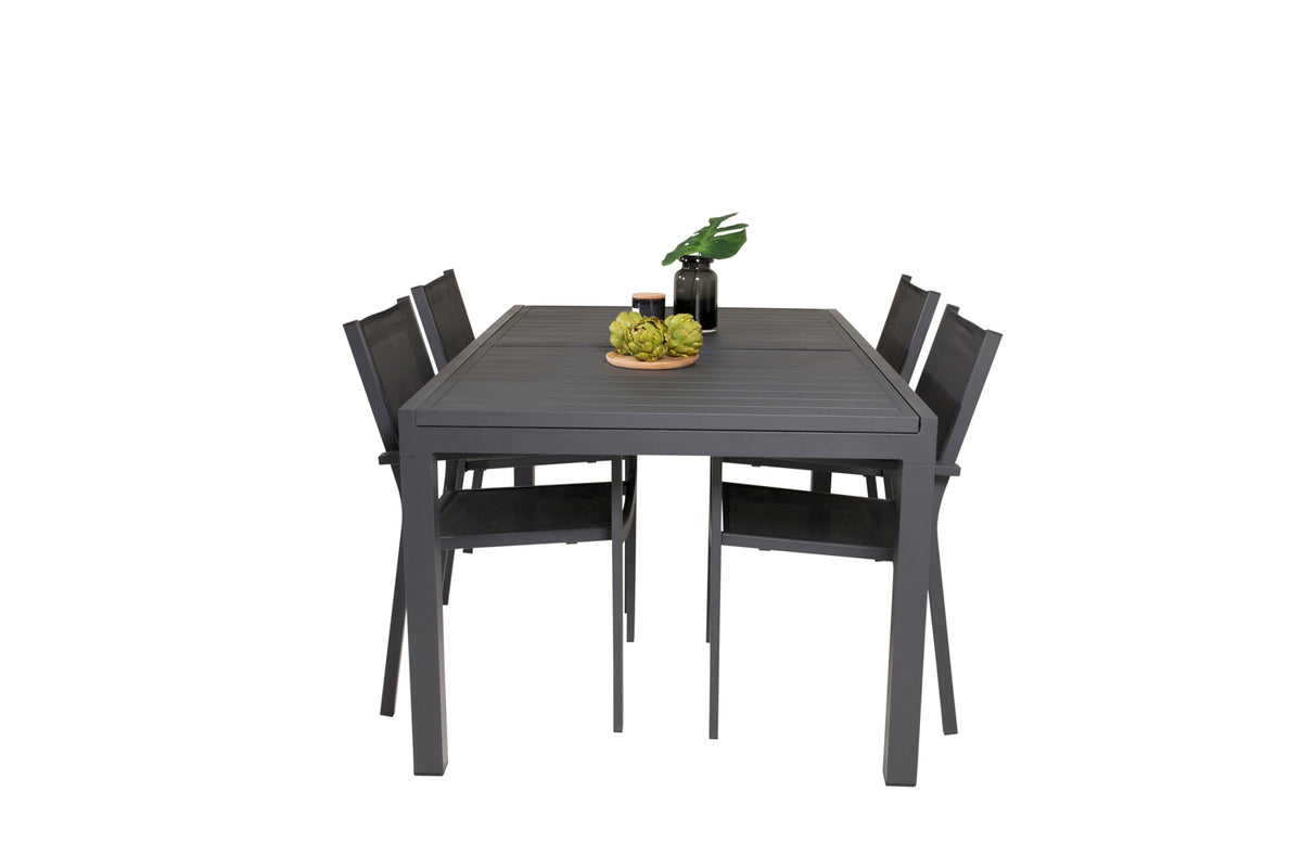 Venture Design Copacabana & Marbella Matstolar Svart + Rektangulära Matbord 160 x 100 Svart