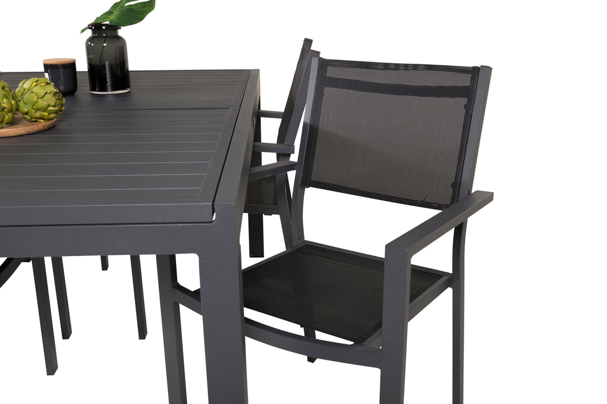 Venture Design Copacabana & Marbella Matstolar Svart + Rektangulära Matbord 160 x 100 Svart