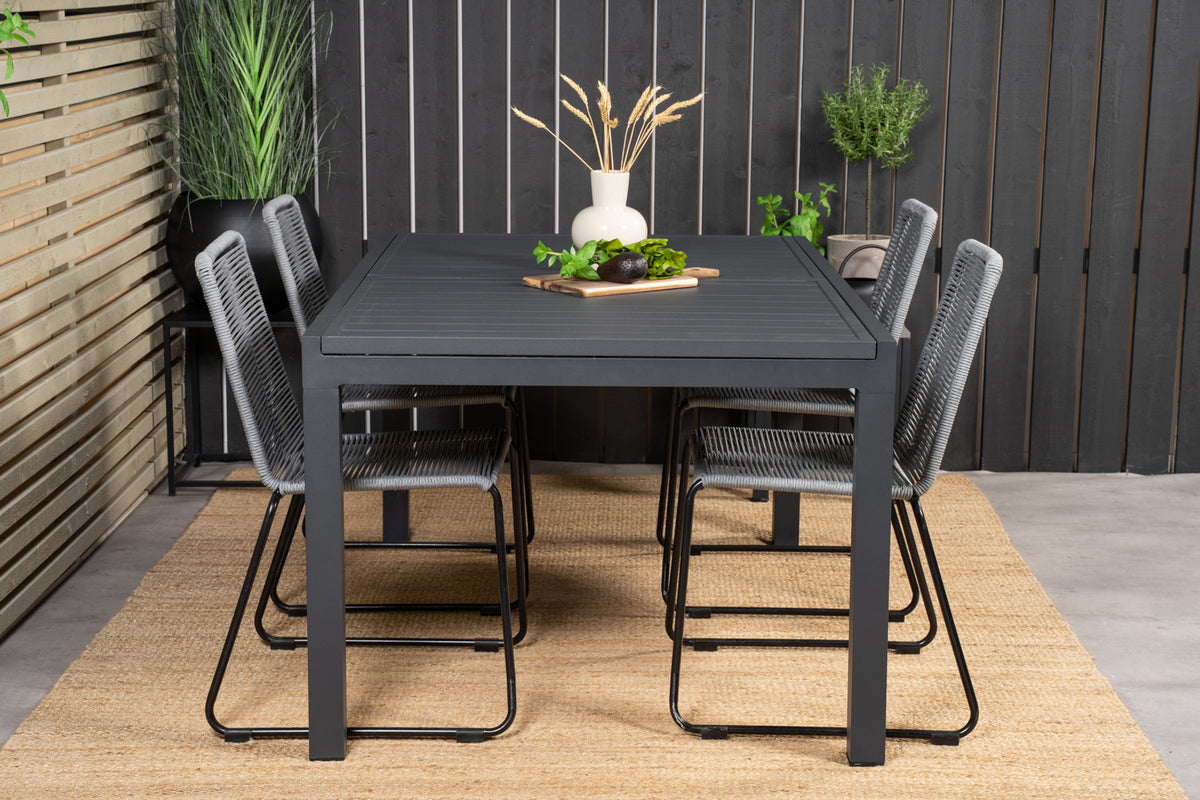 Venture Design Lindos & Marbella Matstolar Grå + Matbord 160x100x75