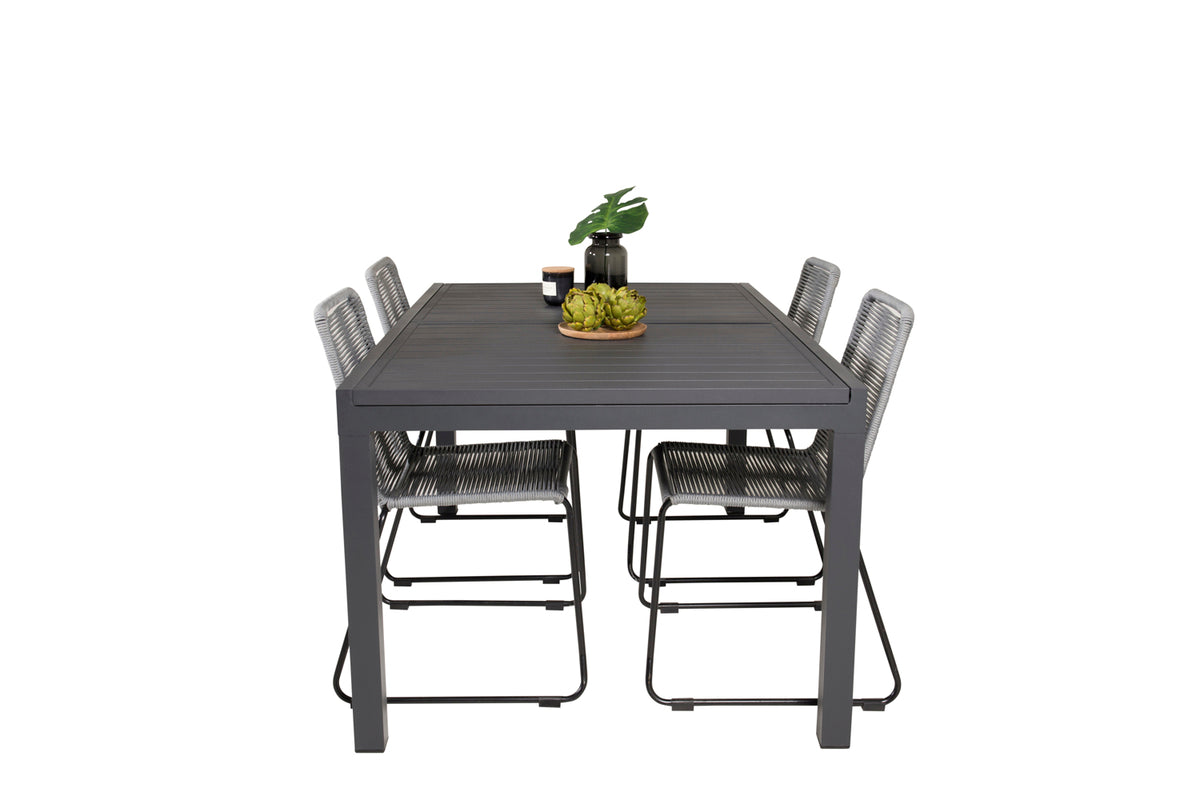 Venture Design Lindos & Marbella Matstolar Grå + Matbord 160x100x75
