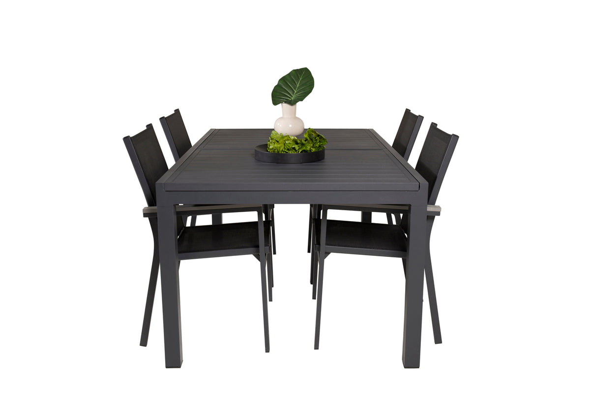 Venture Design Parma & Marbella Matstolar Svart + Matbord 160x100x75