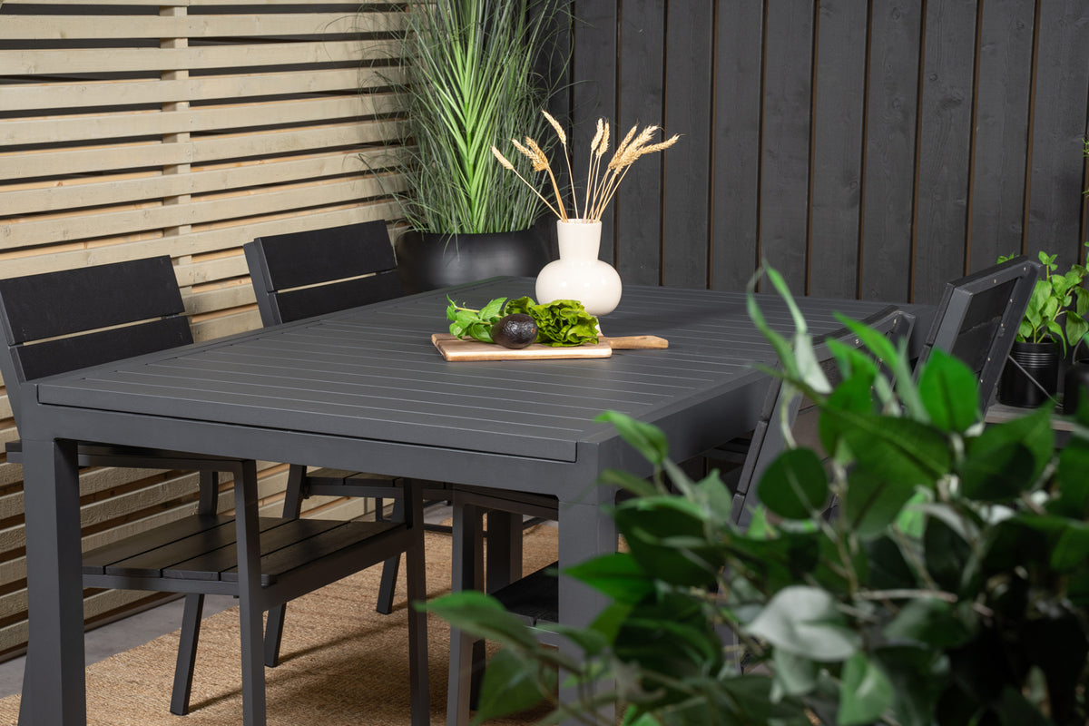 Venture Design Levels & Marbella Matstolar Svart + Matbord 160x100x75