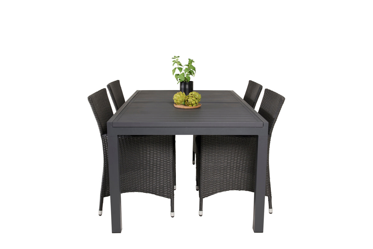 Venture Design Knick & Marbella Matstolar Svart + Matbord 160x100x75