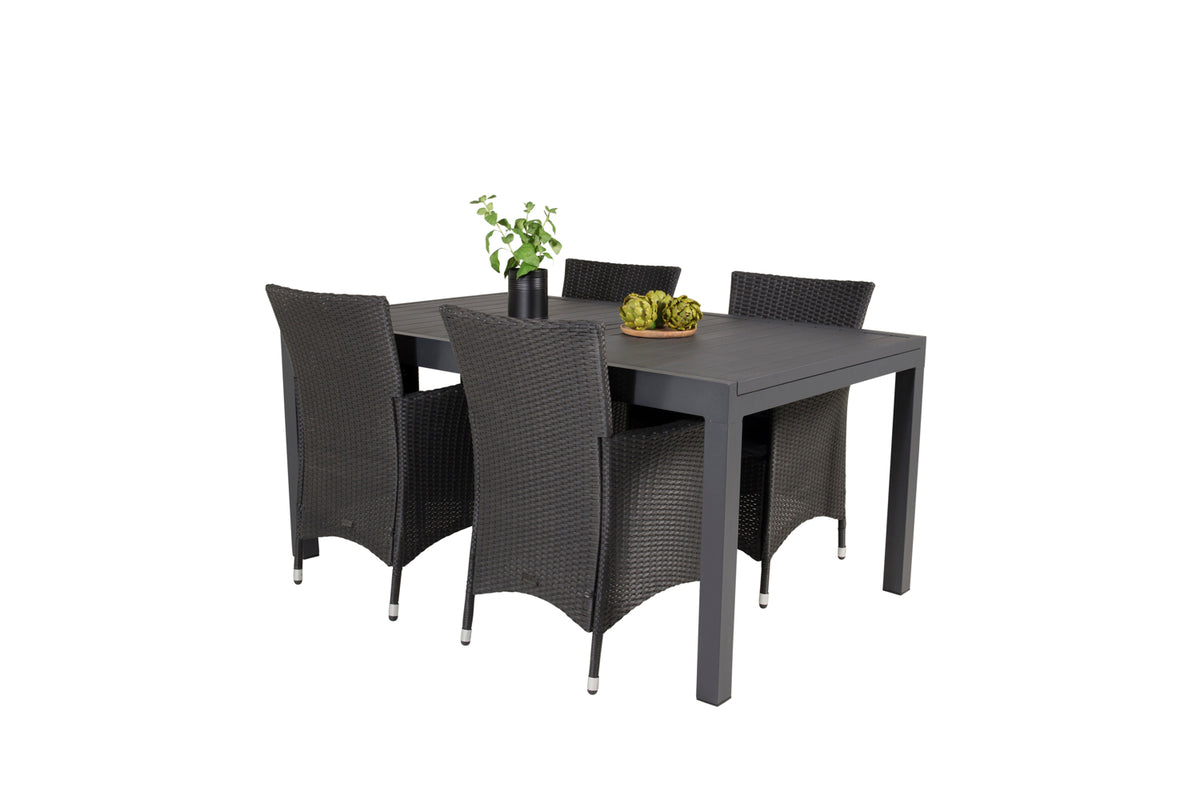 Venture Design Knick & Marbella Matstolar Svart + Matbord 160x100x75