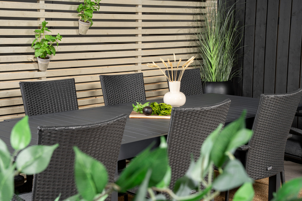 Venture Design Anna & Marbella Matstolar Svart + Matbord 160x100x75
