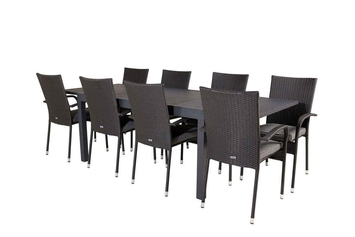 Venture Design Anna & Marbella Matstolar Svart + Matbord 160x100x75