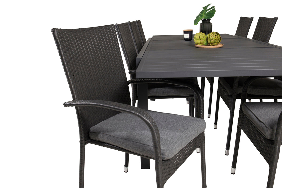 Venture Design Anna & Marbella Matstolar Svart + Matbord 160x100x75