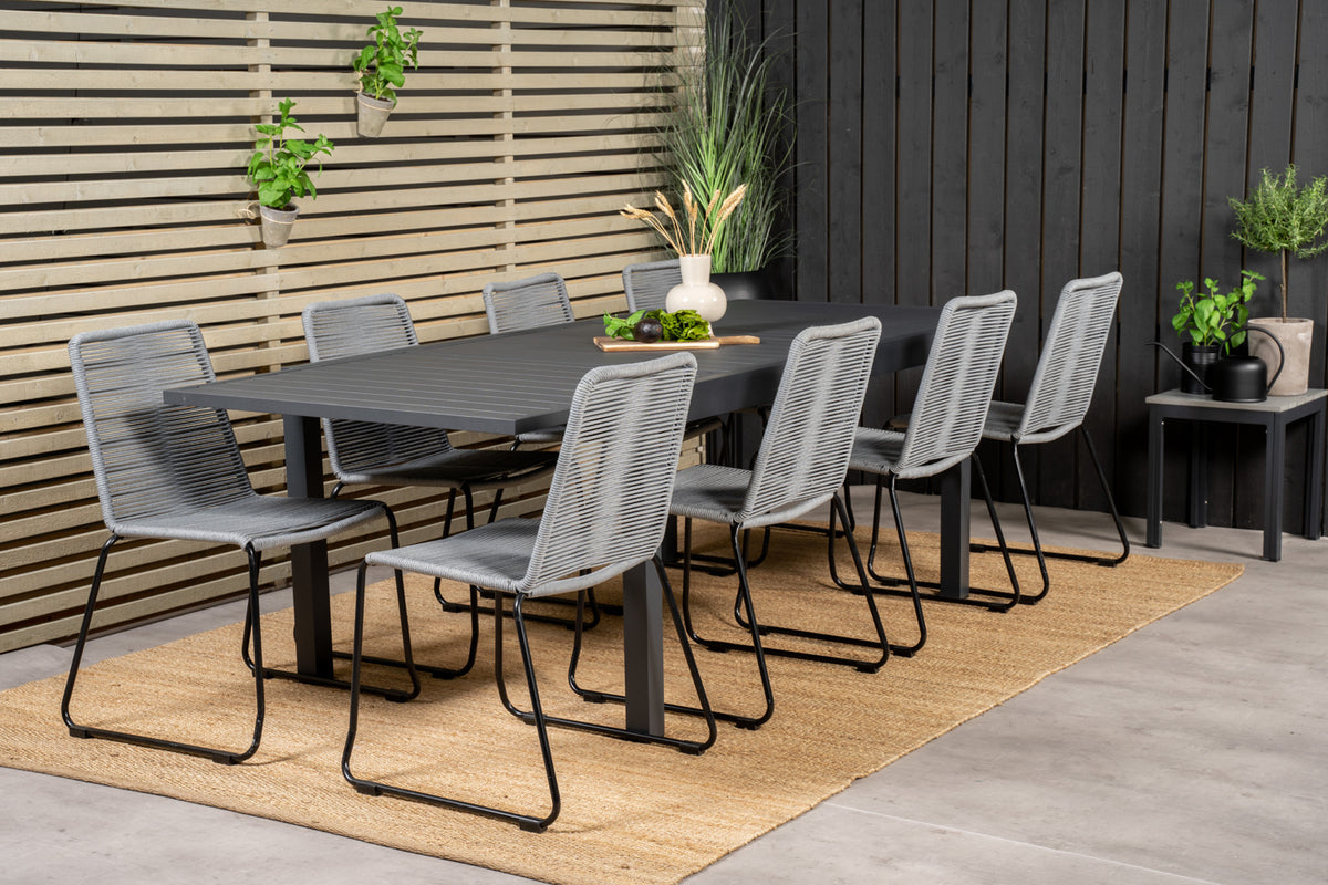 Venture Design Lindos & Marbella Matstolar Grå + Matbord 160x100x75