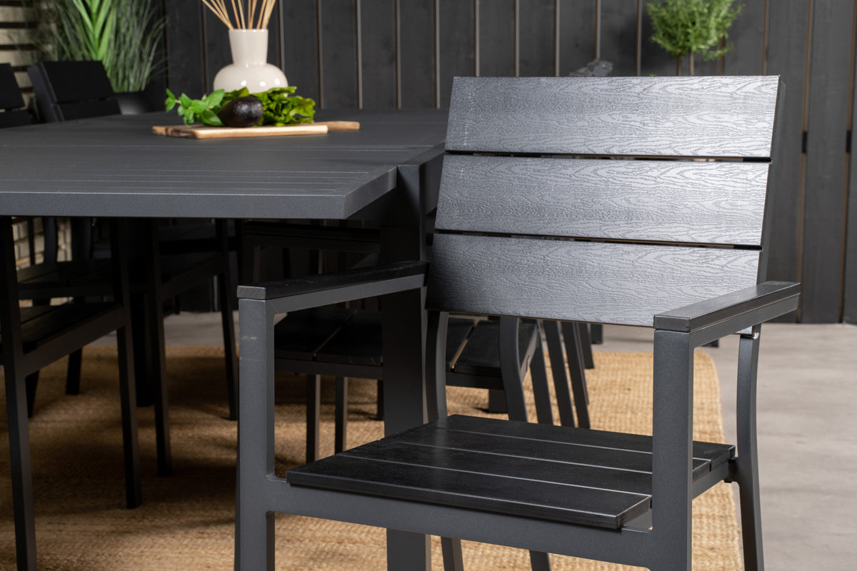 Venture Design Levels & Marbella Matstolar Svart + Matbord 240x100