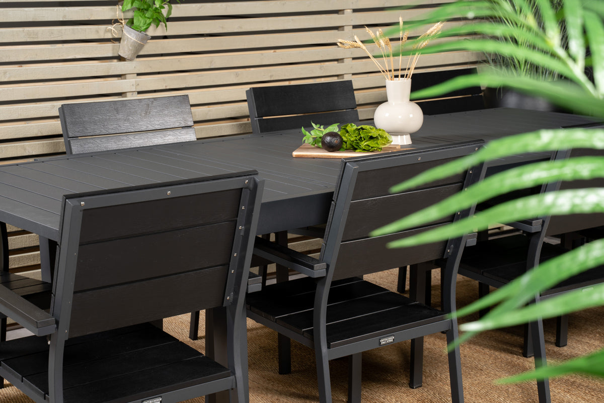 Venture Design Levels & Marbella Matstolar Svart + Matbord 240x100