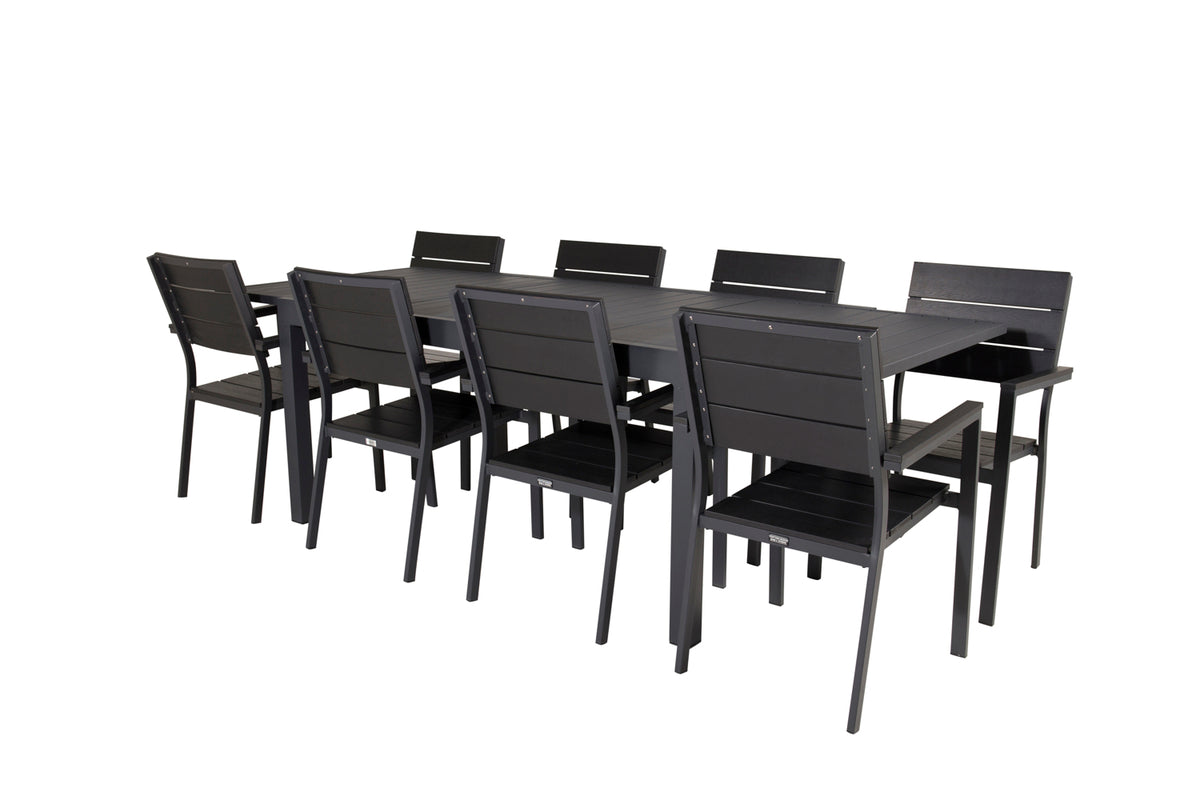Venture Design Levels & Marbella Matstolar Svart + Matbord 240x100