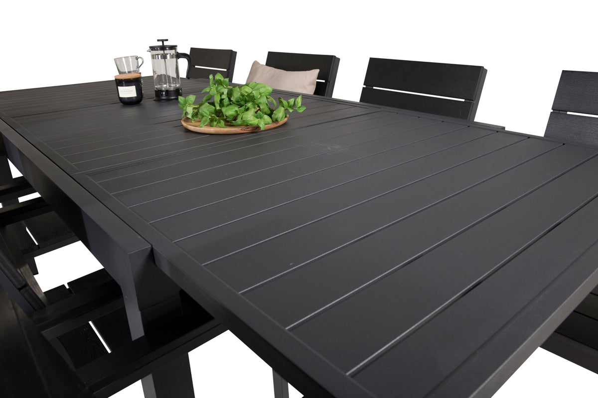 Venture Design Levels & Marbella Matstolar Svart + Matbord 240x100