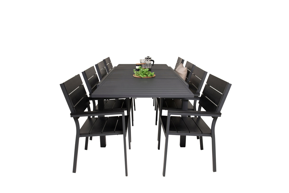 Venture Design Levels & Marbella Matstolar Svart + Matbord 240x100