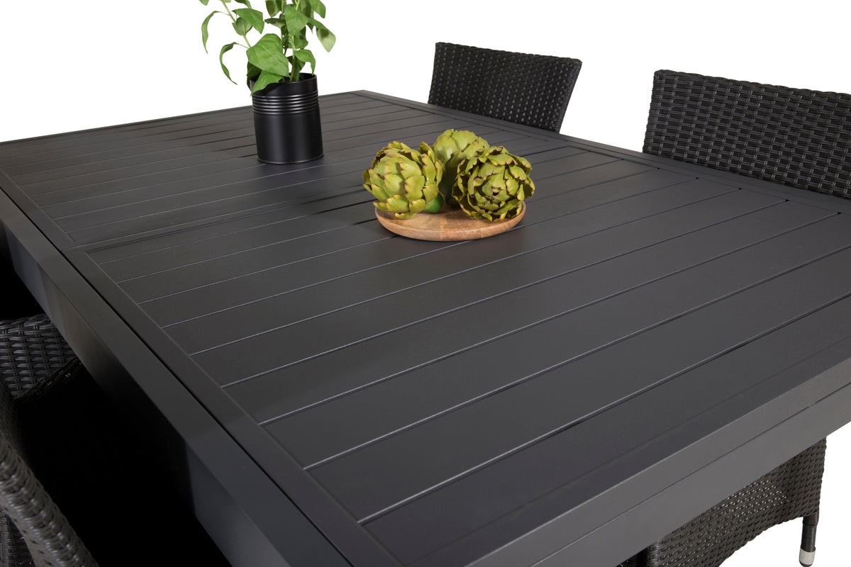 Venture Design Copacabana & Marbella Reclinerstolar 2-pack Svart + Rektangulära Matbord 160 x 100 Svart