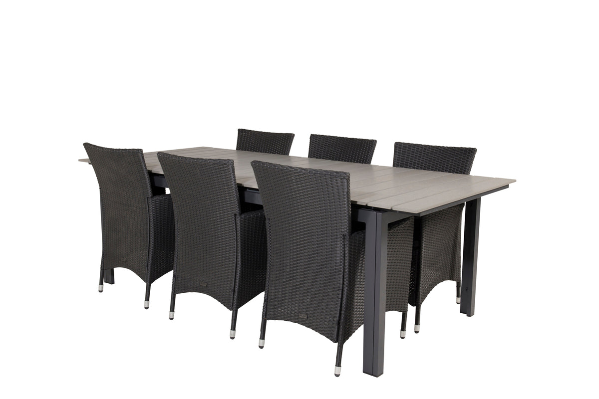 Venture Design Levels & Knick Matbord 229x100x75 + Matstolar Svart