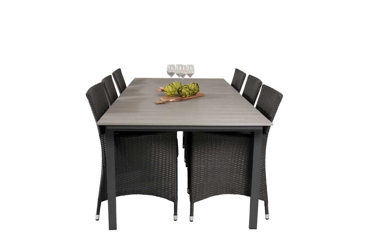 Venture Design Levels & Knick Matbord 229x100x75 + Matstolar Svart