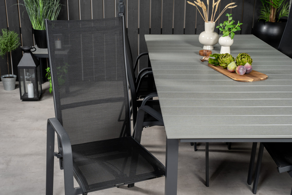Venture Design Levels & Copacabana Matbord 229x100x75 + Reclinerstolar Svart