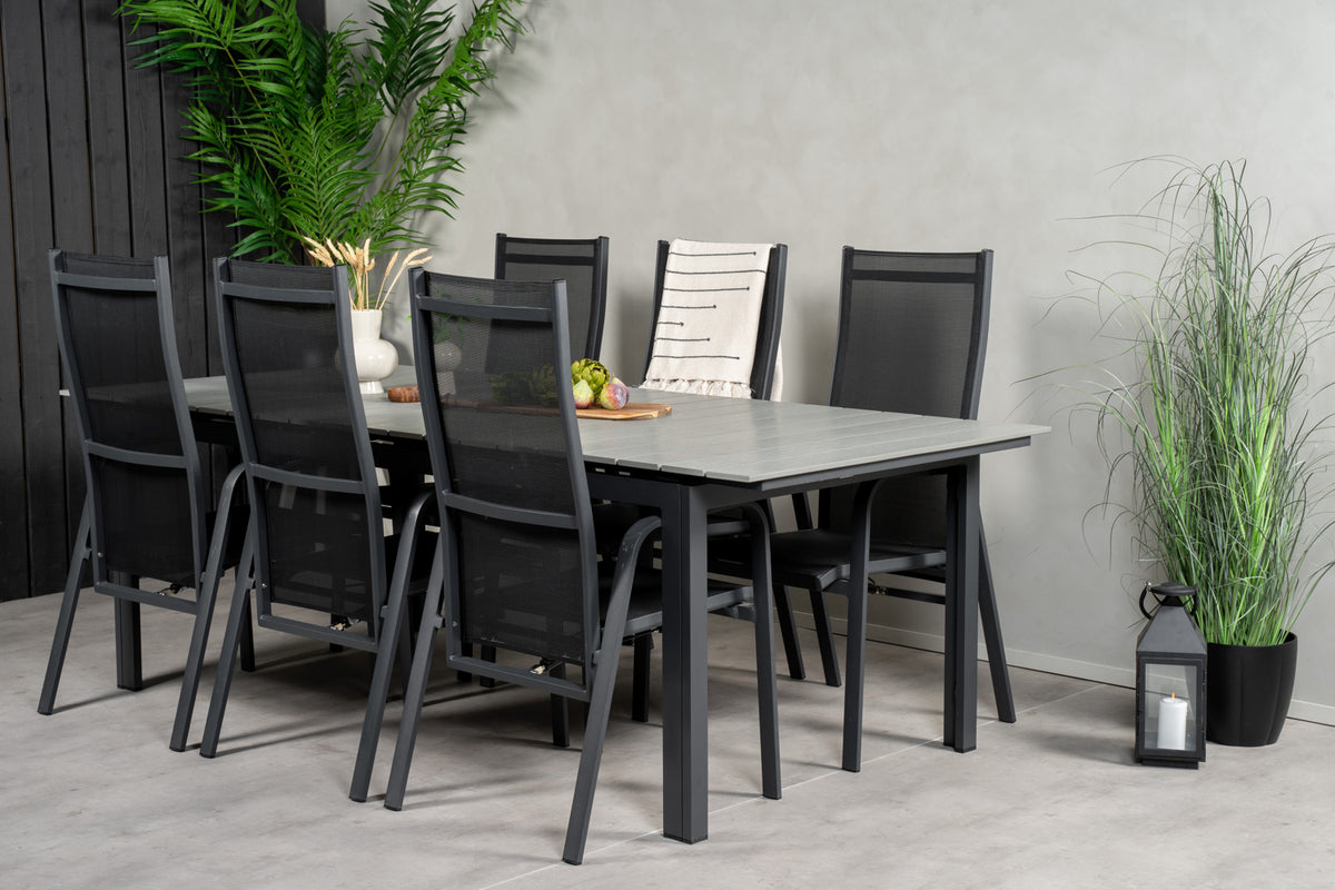 Venture Design Levels & Copacabana Matbord 229x100x75 + Reclinerstolar Svart