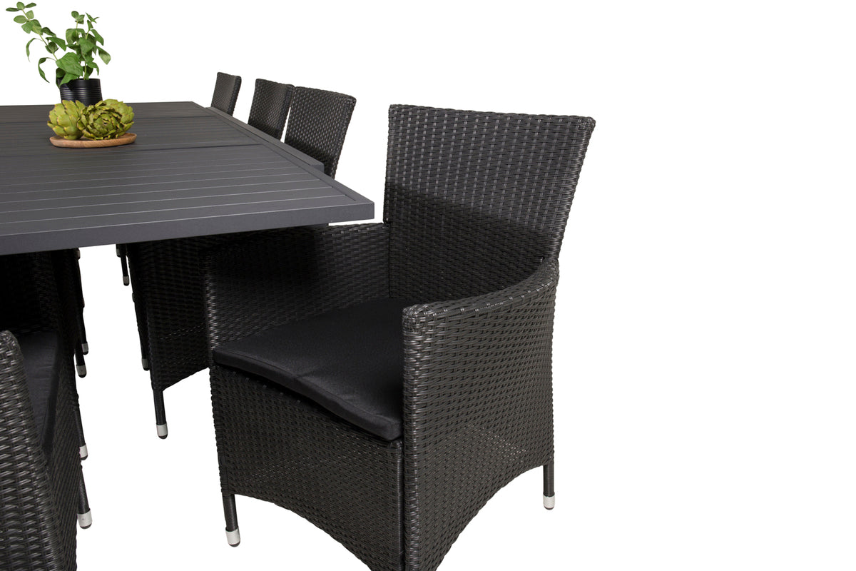 Venture Design Knick & Marbella Matstolar 2-pack Svart + Rektangulära Matbord 160 x 100 Svart
