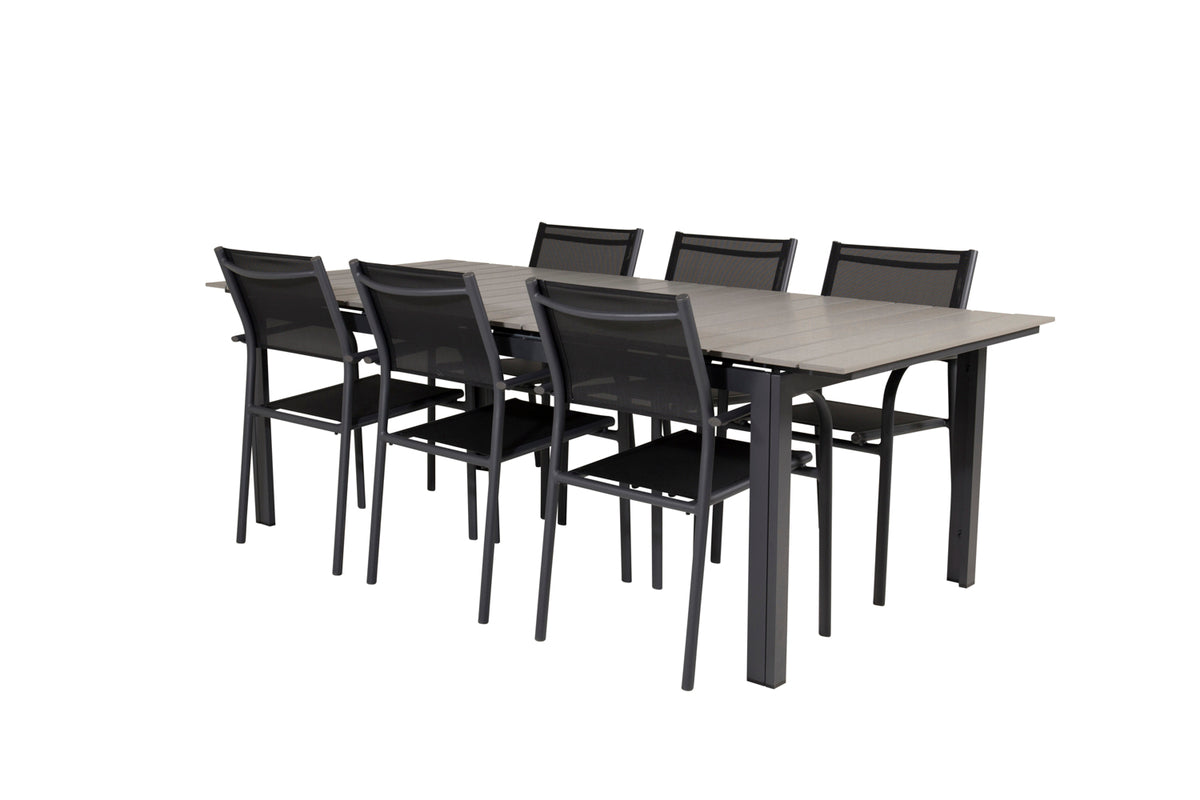 Venture Design Levels & Santorini Rektangulära Matbord 229 × 100 Svart + Matstolar 2-pack Svart