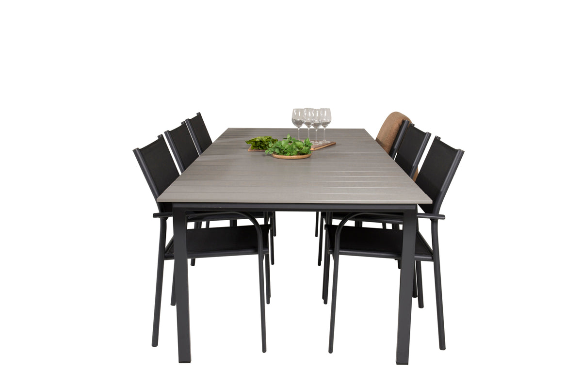 Venture Design Levels & Santorini Rektangulära Matbord 229 × 100 Svart + Matstolar 2-pack Svart