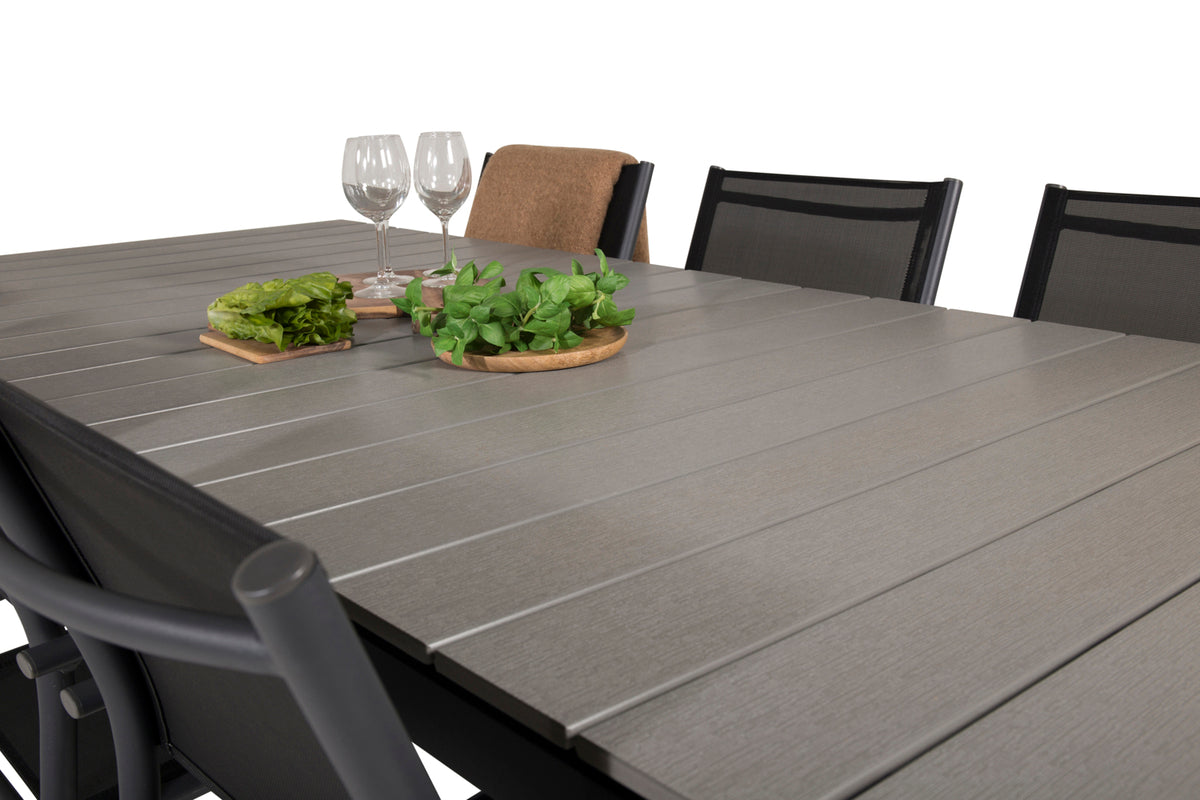 Venture Design Levels & Santorini Rektangulära Matbord 229 × 100 Svart + Matstolar 2-pack Svart