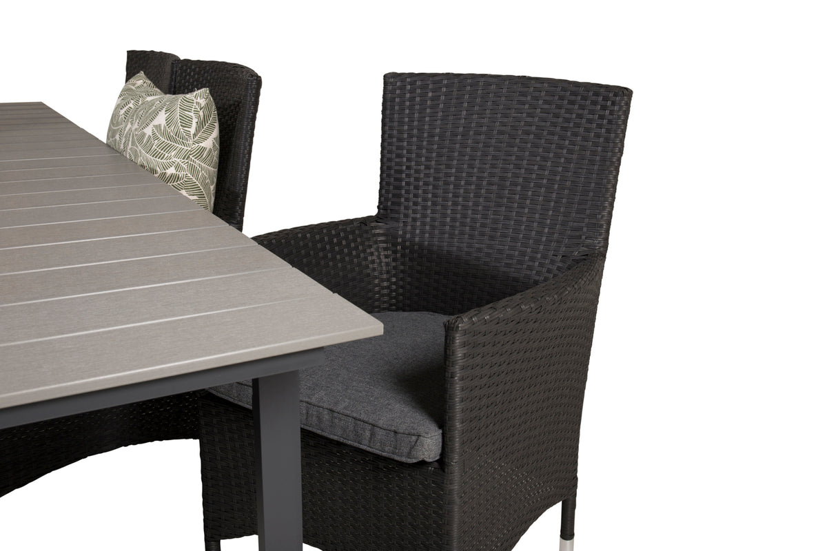 Venture Design Levels & Malin Matbord 229x100x75 + Matstolar Svart